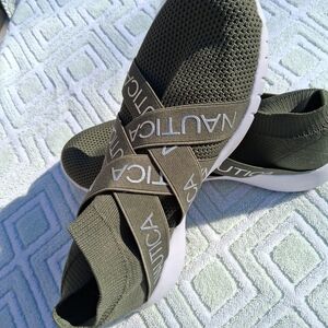 Nautica Olive Green Slip-On Sneakers